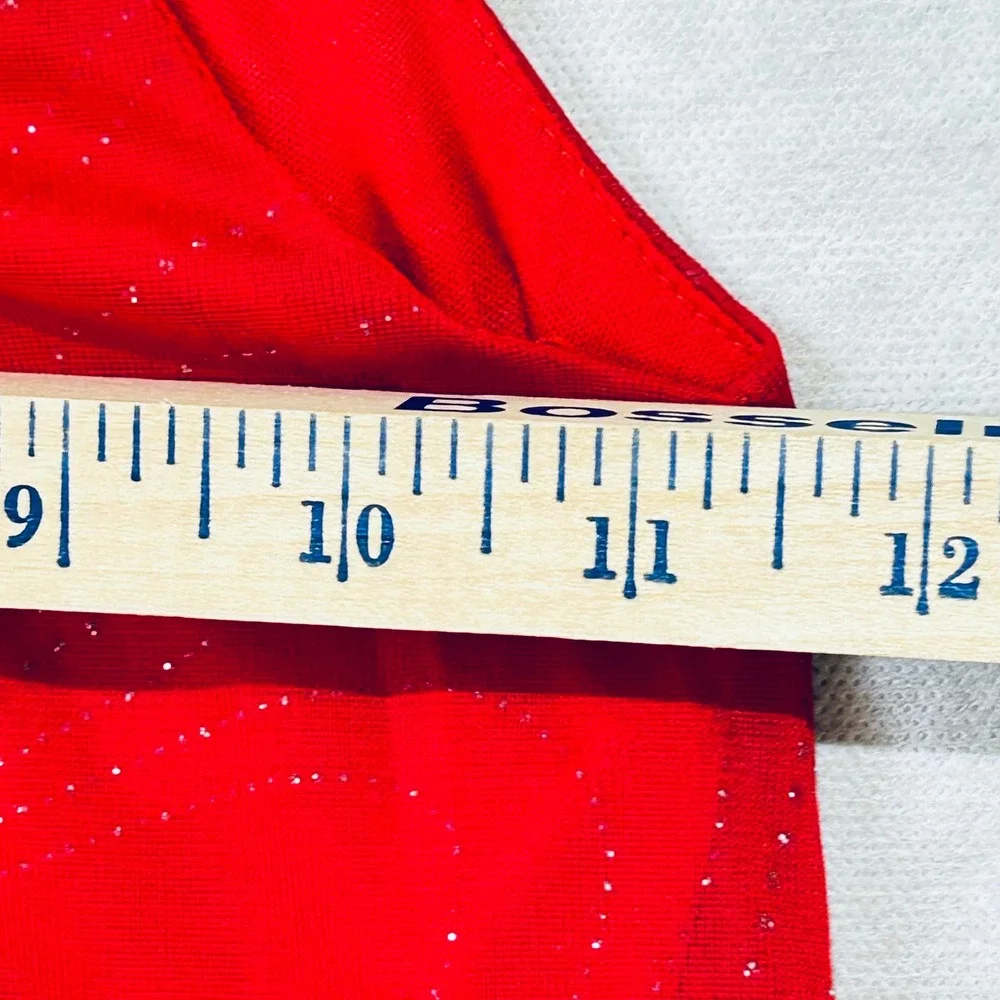 Kids Girls Red Sparkle Glitter Dress Size 4 Halter Jeweled‎ Buckle Holiday Party